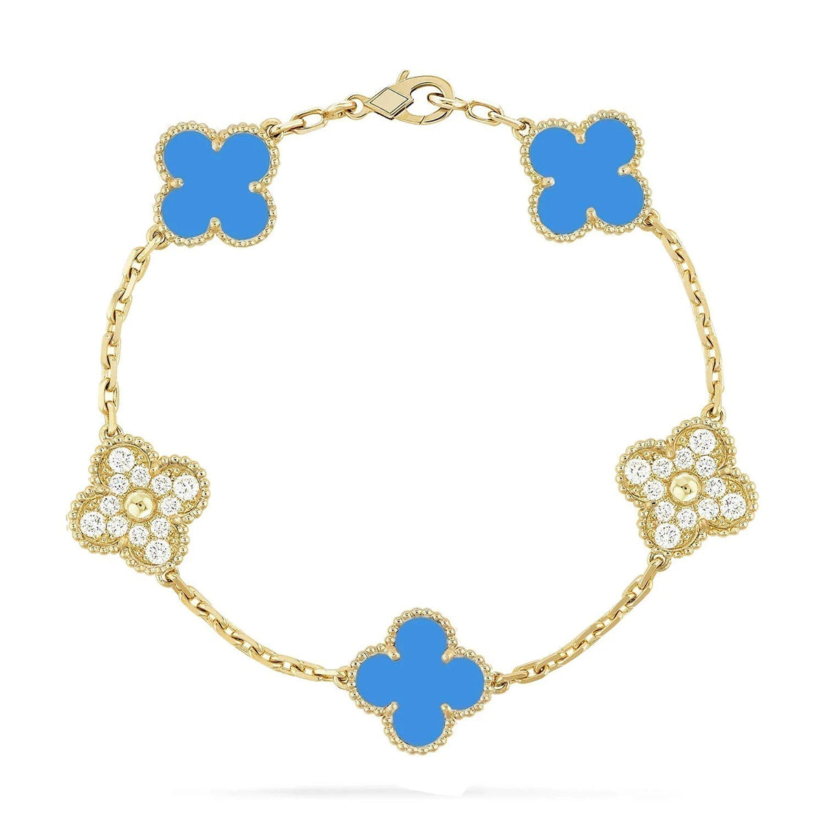 [Elara jewelsry ] CLOVER 5 MOTIF BLUE AGATE BRACELET COLLECTION