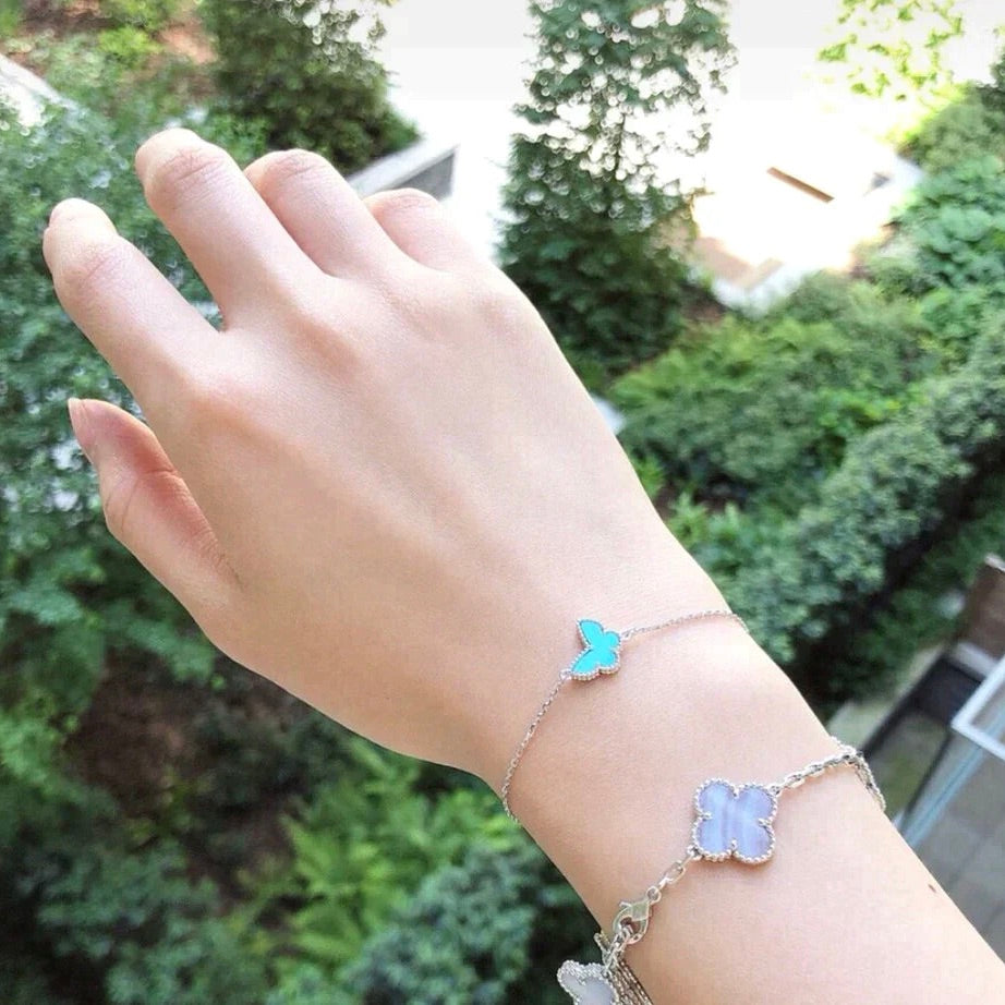 [Elara jewelsry ]BUTTERFLY TURQUOISE BUTTERFLY BRACELET SILVER