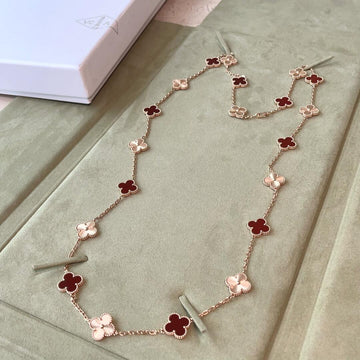 [Elara jewelsry ]CLOVER 20 MOTIFS LASER CARNELIAN NECKLACE