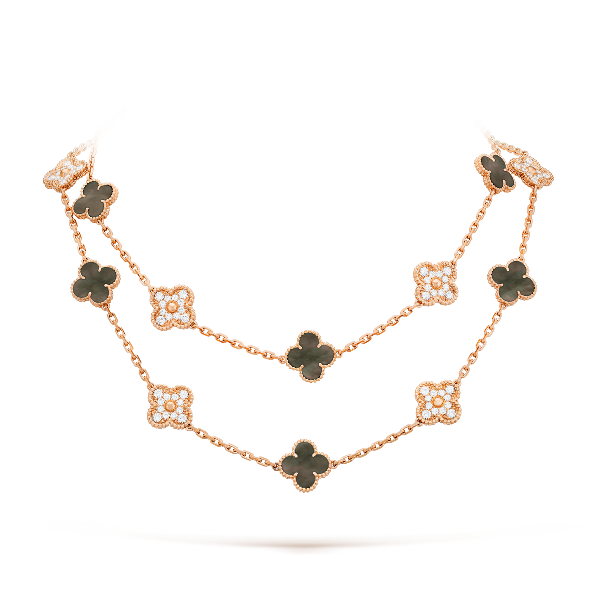 [Elara jewelsry ]CLOVER 20 MOTIFS DARK MOP DIAMOND  NECKLACE