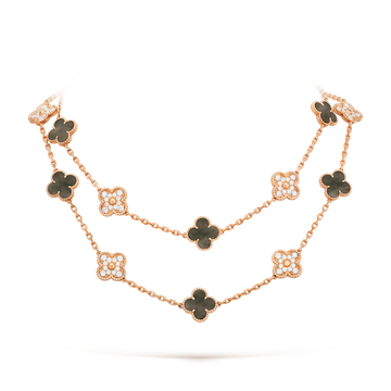 [Elara jewelsry ]CLOVER 20 MOTIFS DARK MOP DIAMOND  NECKLACE