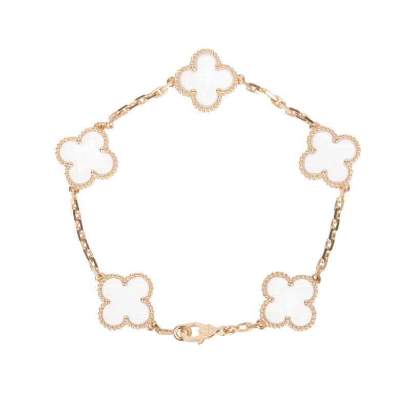 [Elara jewelsry ]CLOVER 5 MOTIF ROCK CRYSTAL BRACELET