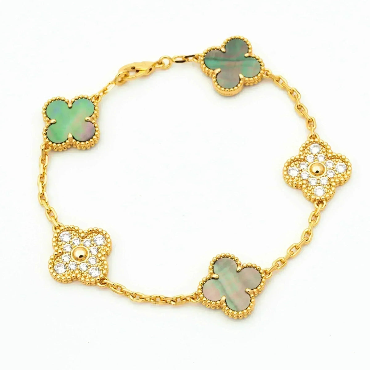 [Elara jewelsry ] CLOVER 5 MOTIF GRAY MOP BRACELET COLLECTION