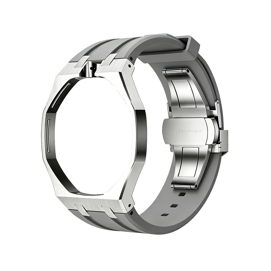 Oak Pop Gray Steel Silicone Strap