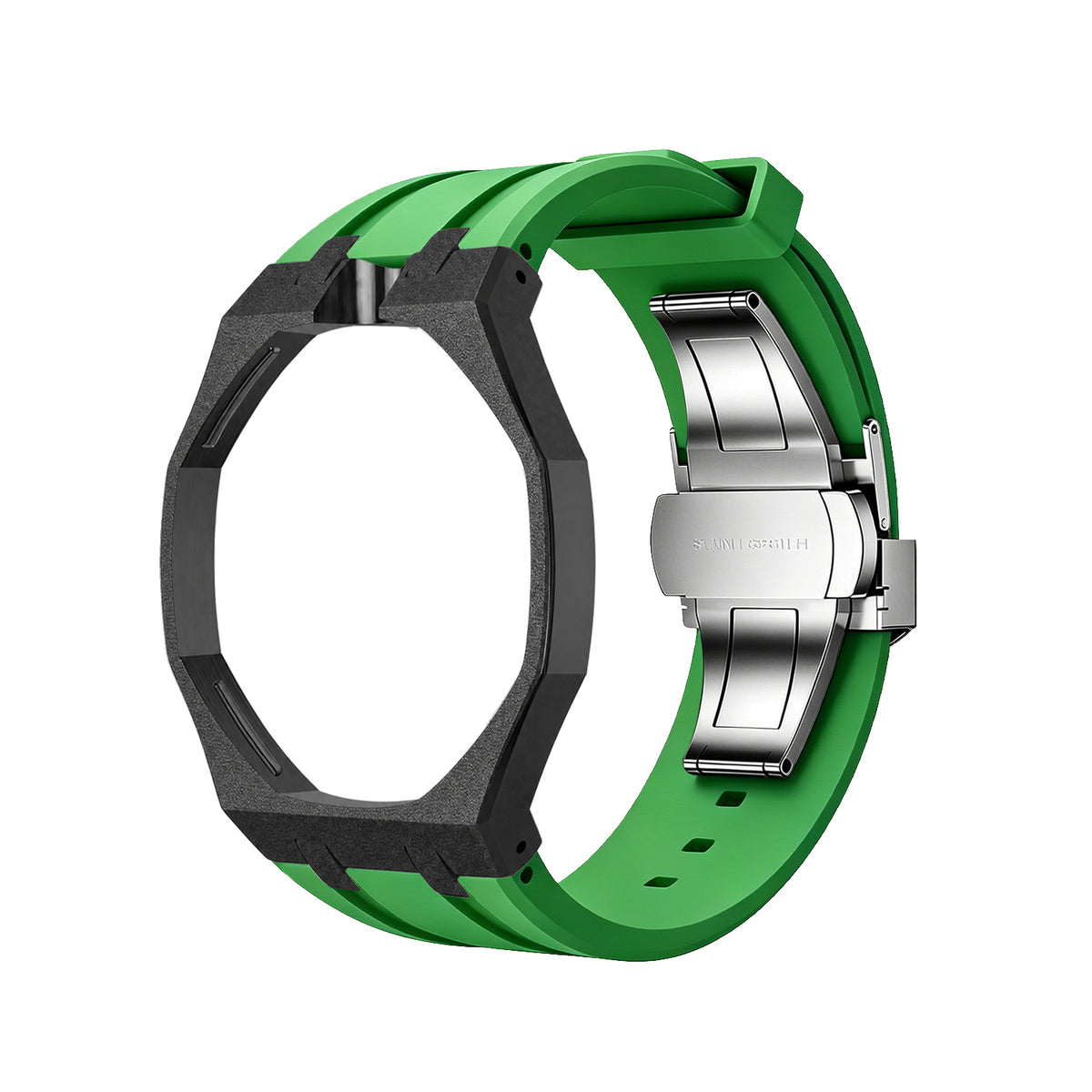 Exclusive Royal Oak Pop model, steel frosted gold case with a silicone strap