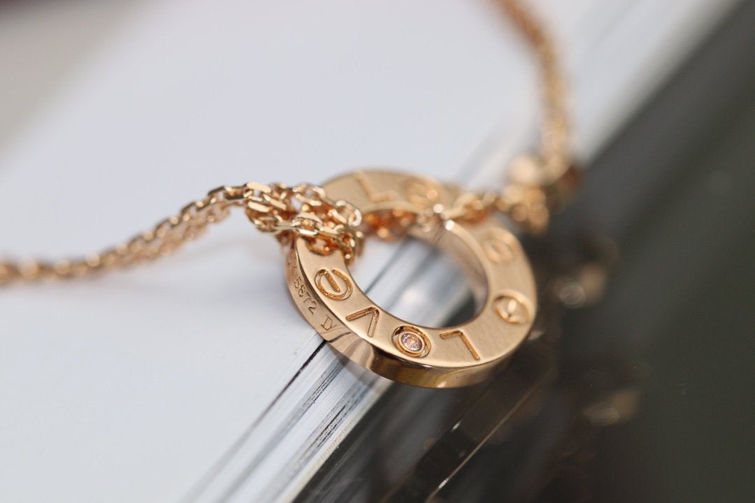 [Elara jewelsry ]LOVE NECKLACE ADJUSTABLE ROSE GOLD 2 DIAMOND