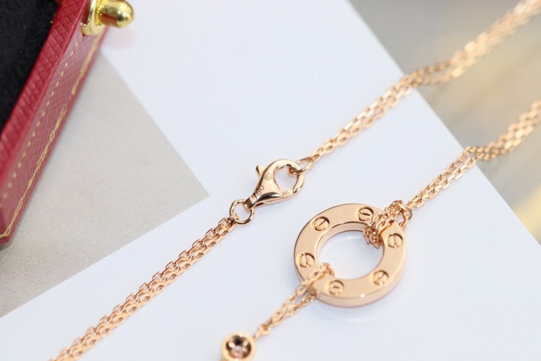 [Elara jewelsry ]LOVE NECKLACE ADJUSTABLE ROSE GOLD 2 DIAMOND