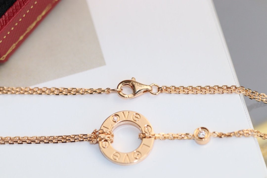 [Elara jewelsry ]LOVE NECKLACE ADJUSTABLE ROSE GOLD 2 DIAMOND