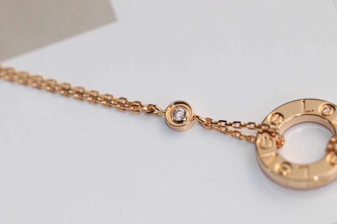 [Elara jewelsry ]LOVE NECKLACE ADJUSTABLE ROSE GOLD 2 DIAMOND