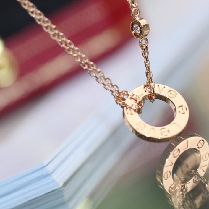 [Elara jewelsry ]LOVE NECKLACE ADJUSTABLE ROSE GOLD 2 DIAMOND