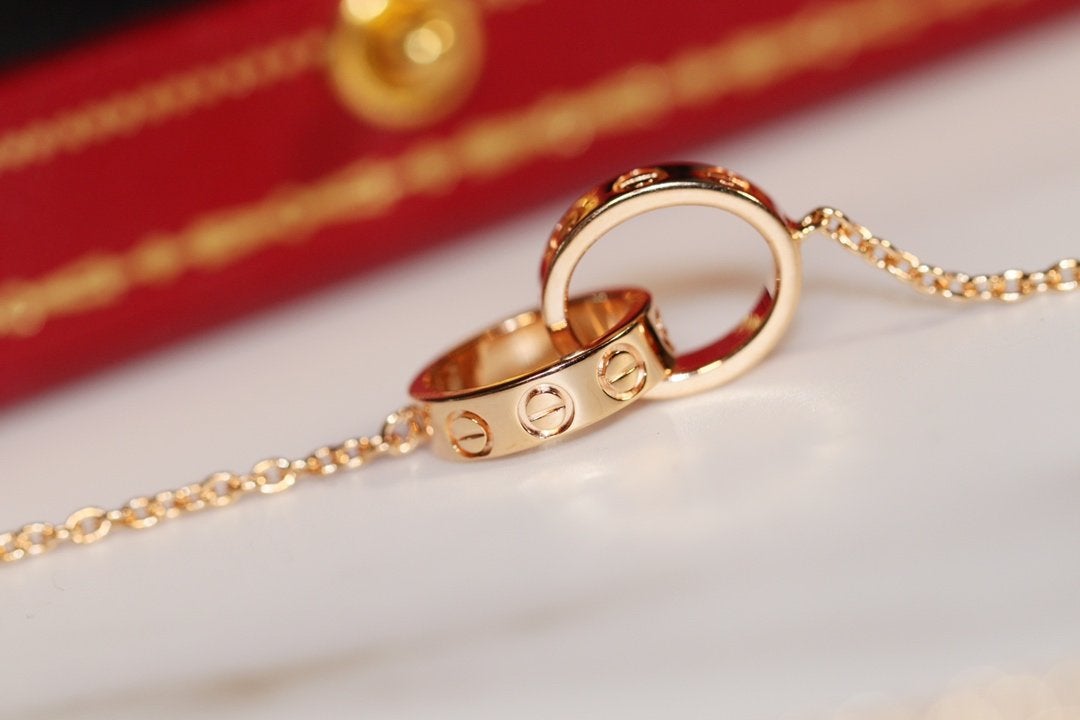 [Elara jewelsry ]LOVE NECKLACE PINK GOLD AND SILVER