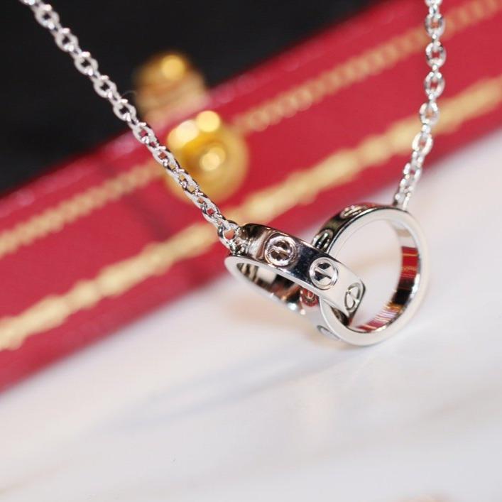 [Elara jewelsry ]LOVE NECKLACE PINK GOLD AND SILVER