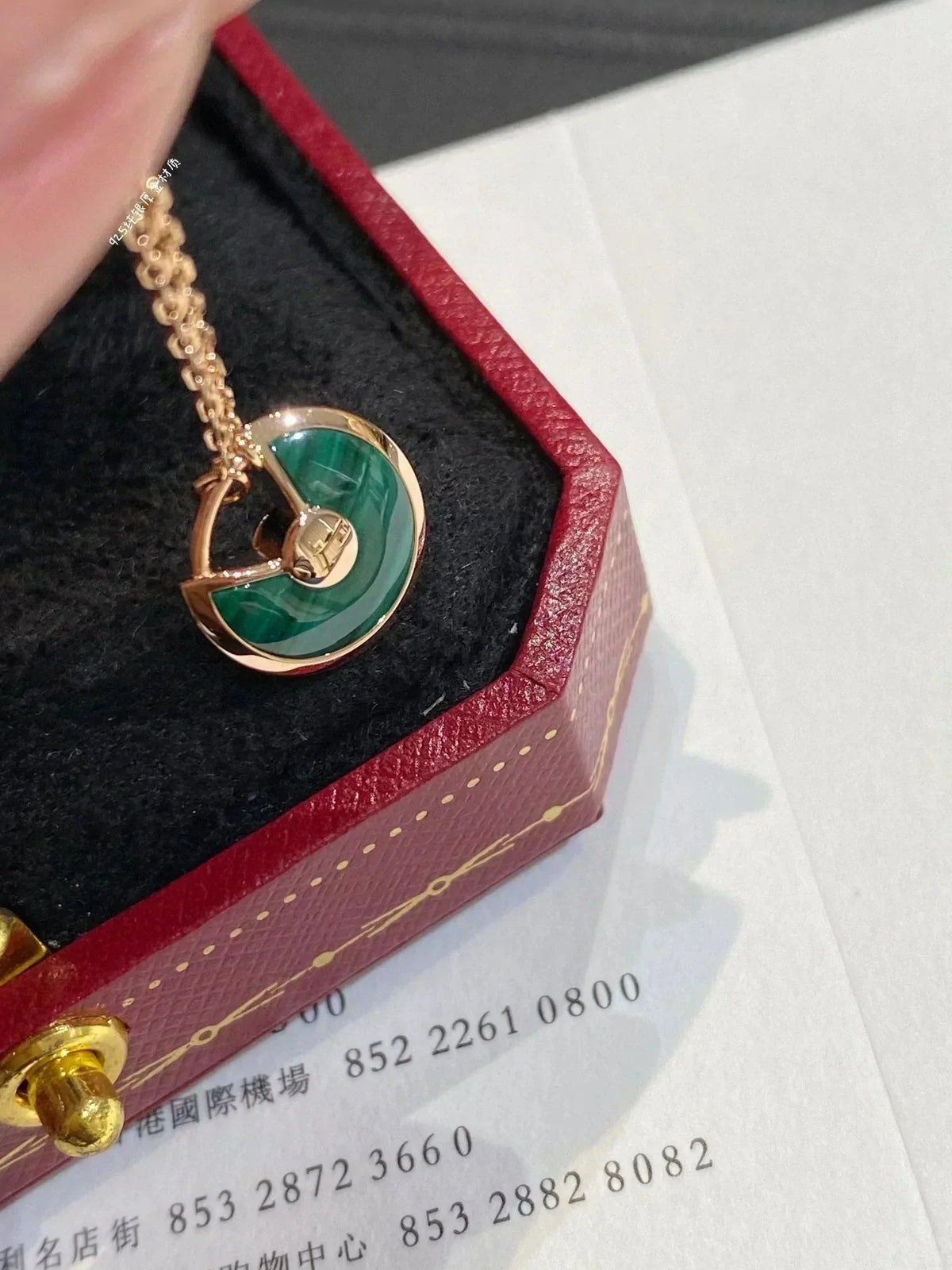 [Elara jewelsry ]AMULETTE ROSE GOLD MALACHITE NECKLACE