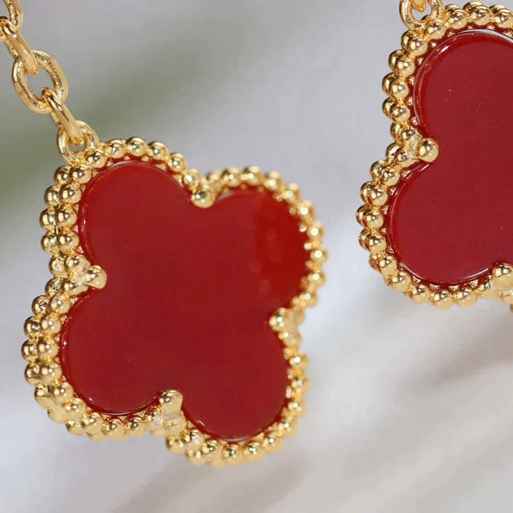 [Elara jewelsry ]CLOVER  2 MOTIF  TIGER EYE CARNELIAN EARRINGS