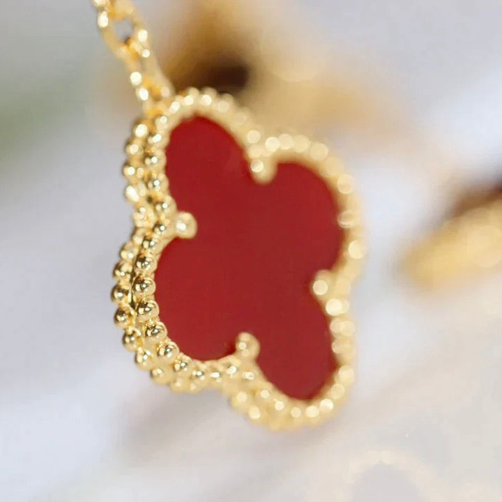 [Elara jewelsry ]CLOVER  2 MOTIF  TIGER EYE CARNELIAN EARRINGS