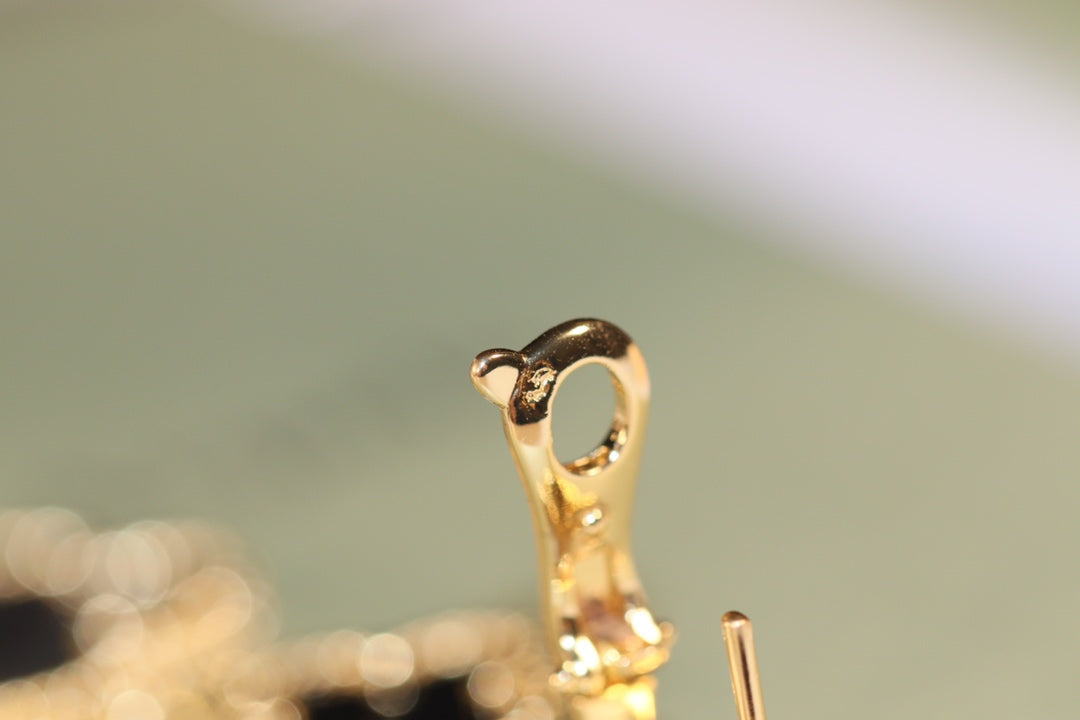 [Elara jewelsry ]CLOVER EARRINGS GOLD ONYX MOP 3 MOTIF