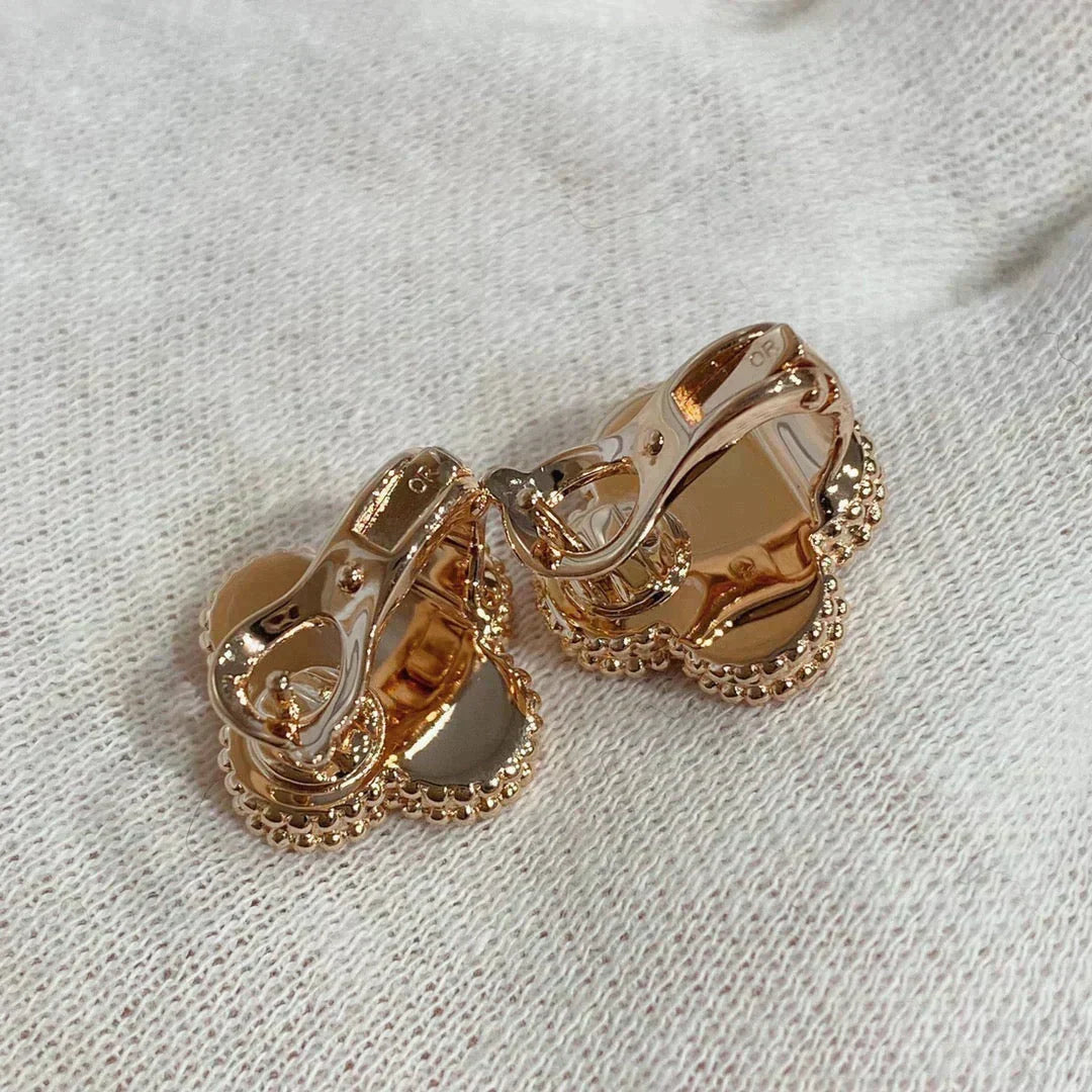 [Elara jewelsry ]CLOVER MEDIUM 1 MOTIFS CARNELIAN  DIAMOND earrings
