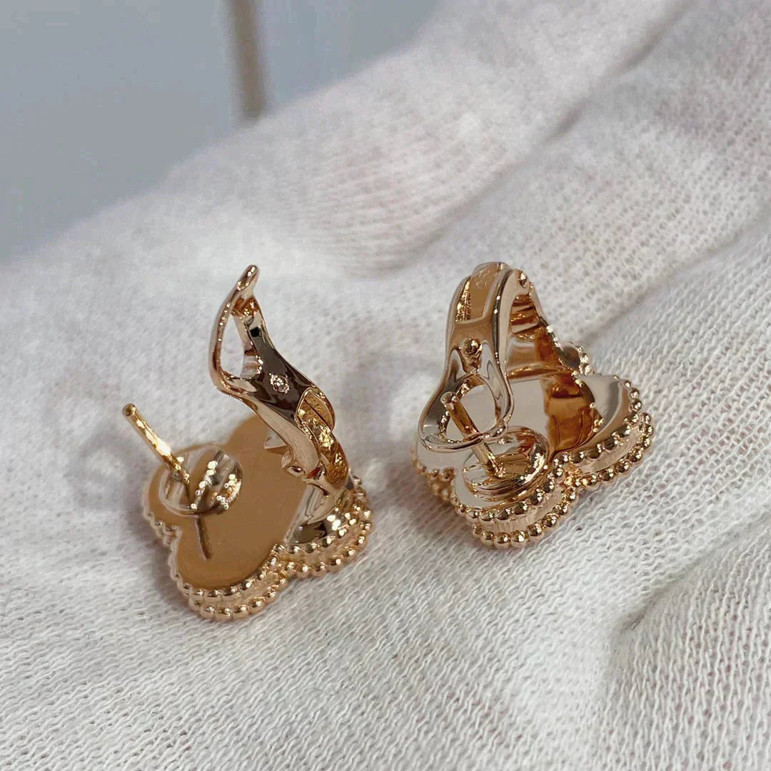 [Elara jewelsry ]CLOVER MEDIUM 1 MOTIFS CARNELIAN  DIAMOND earrings