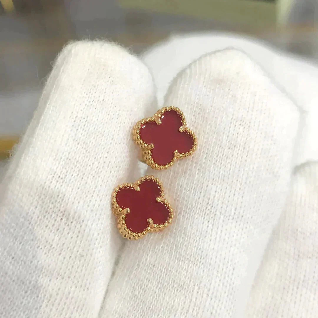 [Elara jewelsry ]CLOVER MINI 9.5MM CARNELIAN EARRINGS