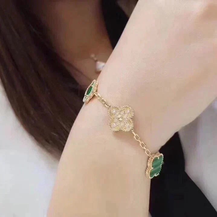 [Elara jewelsry ] CLOVER 5 MOTIF MALACHITE BRACELET COLLECTION