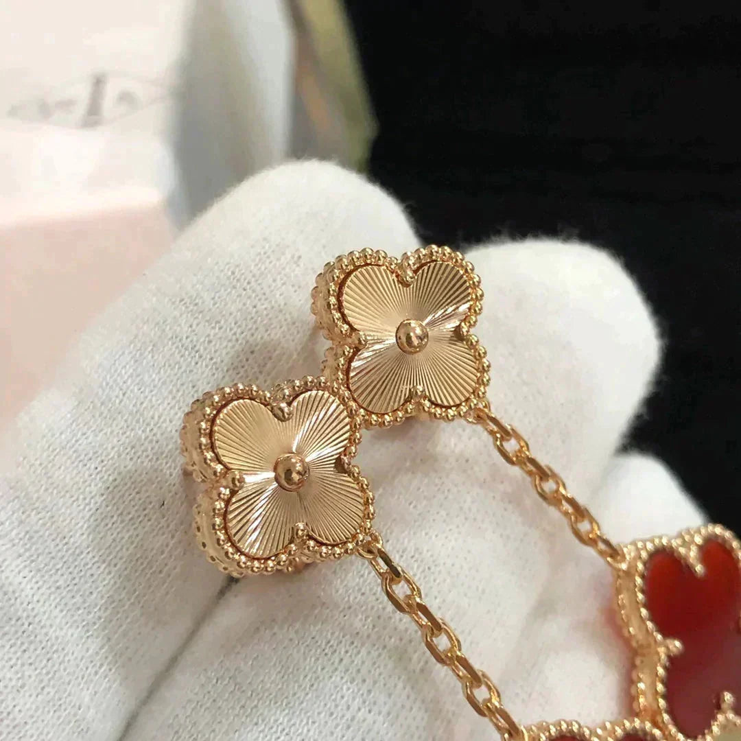 [Elara jewelsry ]CLOVER 2 MOTIF  LASER CARNELIAN EARRINGS