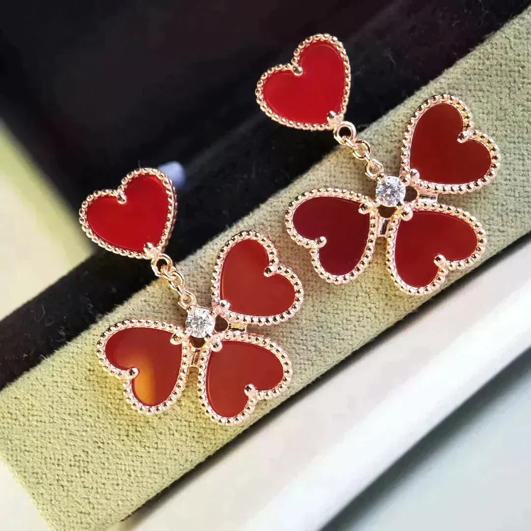 [Elara jewelsry ]SWEET CLOVER CARNELIAN EARRINGS