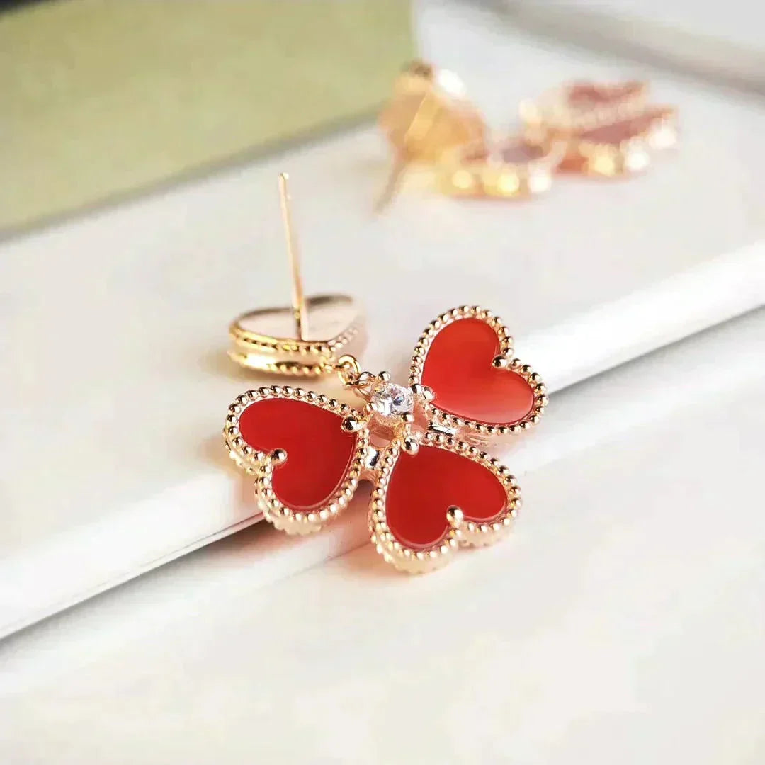 [Elara jewelsry ]SWEET CLOVER CARNELIAN EARRINGS