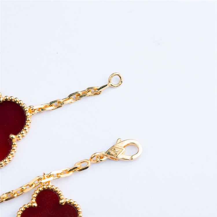 [Elara jewelsry ]CLOVER BRACELET 5 MOTIFS CARNELIAN TIGER EYE