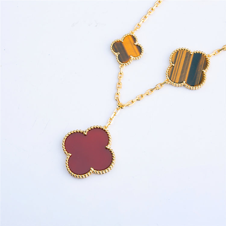 [Elara jewelsry ]CLOVER BRACELET 5 MOTIFS CARNELIAN TIGER EYE