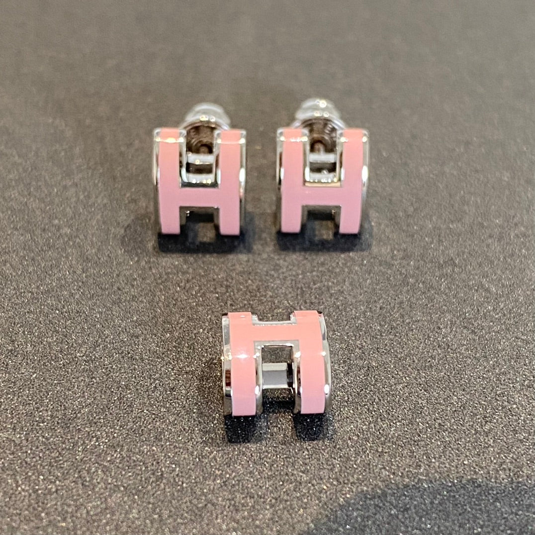 [Elara jewelsry ]MINI POP H SILVER EARRINGS PINK