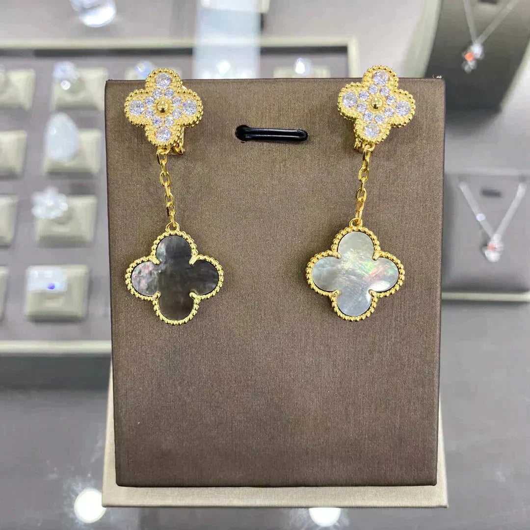[Elara jewelsry ]CLOVER  2 MOTIFS  DIAMOND  EARRINGS (MULTIPLE CHOICESç´