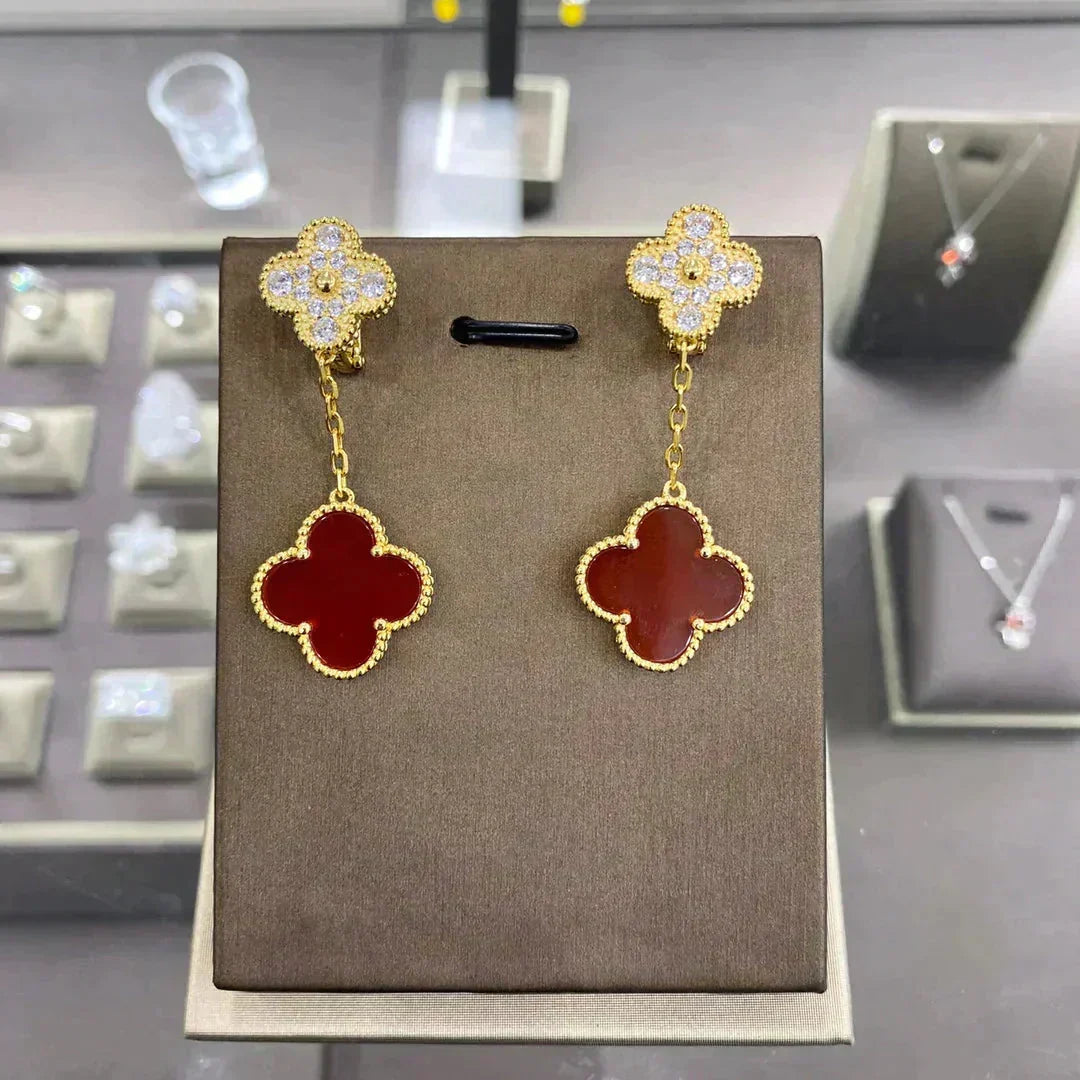 [Elara jewelsry ]CLOVER  2 MOTIFS  DIAMOND  EARRINGS (MULTIPLE CHOICESç´