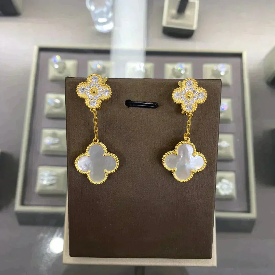 [Elara jewelsry ]CLOVER  2 MOTIFS  DIAMOND  EARRINGS (MULTIPLE CHOICESç´