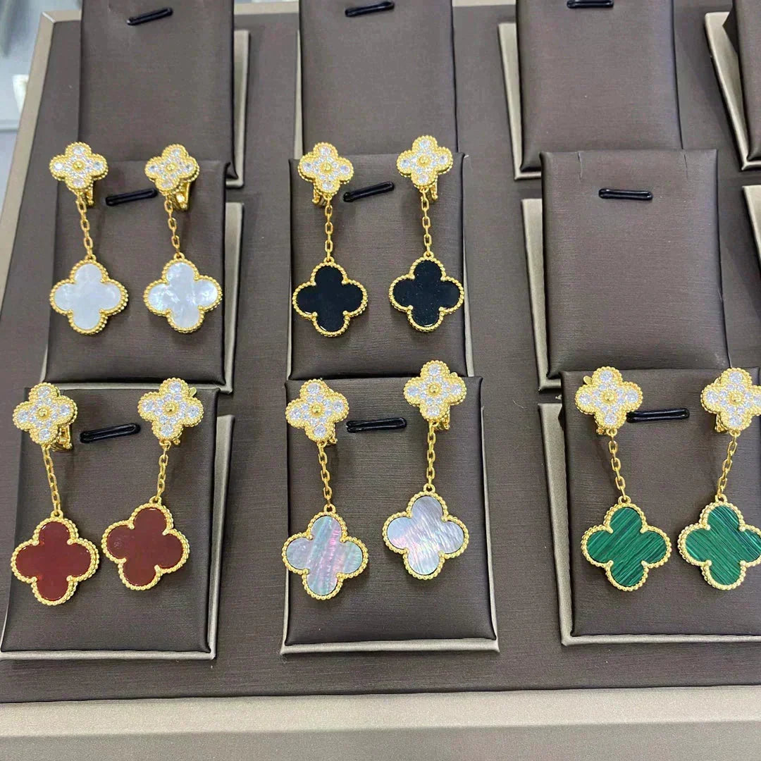 [Elara jewelsry ]CLOVER  2 MOTIFS  DIAMOND  EARRINGS (MULTIPLE CHOICESç´