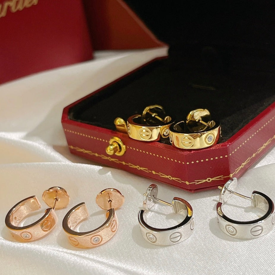 [Elara jewelsry ]LOVE EARRINGS 5.7MM 2 DIAMONDS