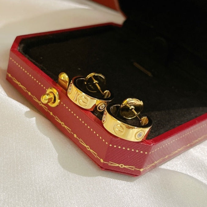 [Elara jewelsry ]LOVE EARRINGS 5.7MM 2 DIAMONDS