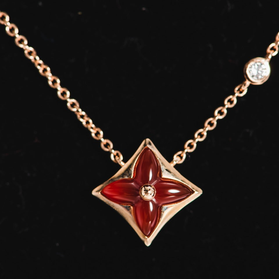 [Elara jewelsry ]STAR NECKLACE PINK GOLD 1 DIAMOND