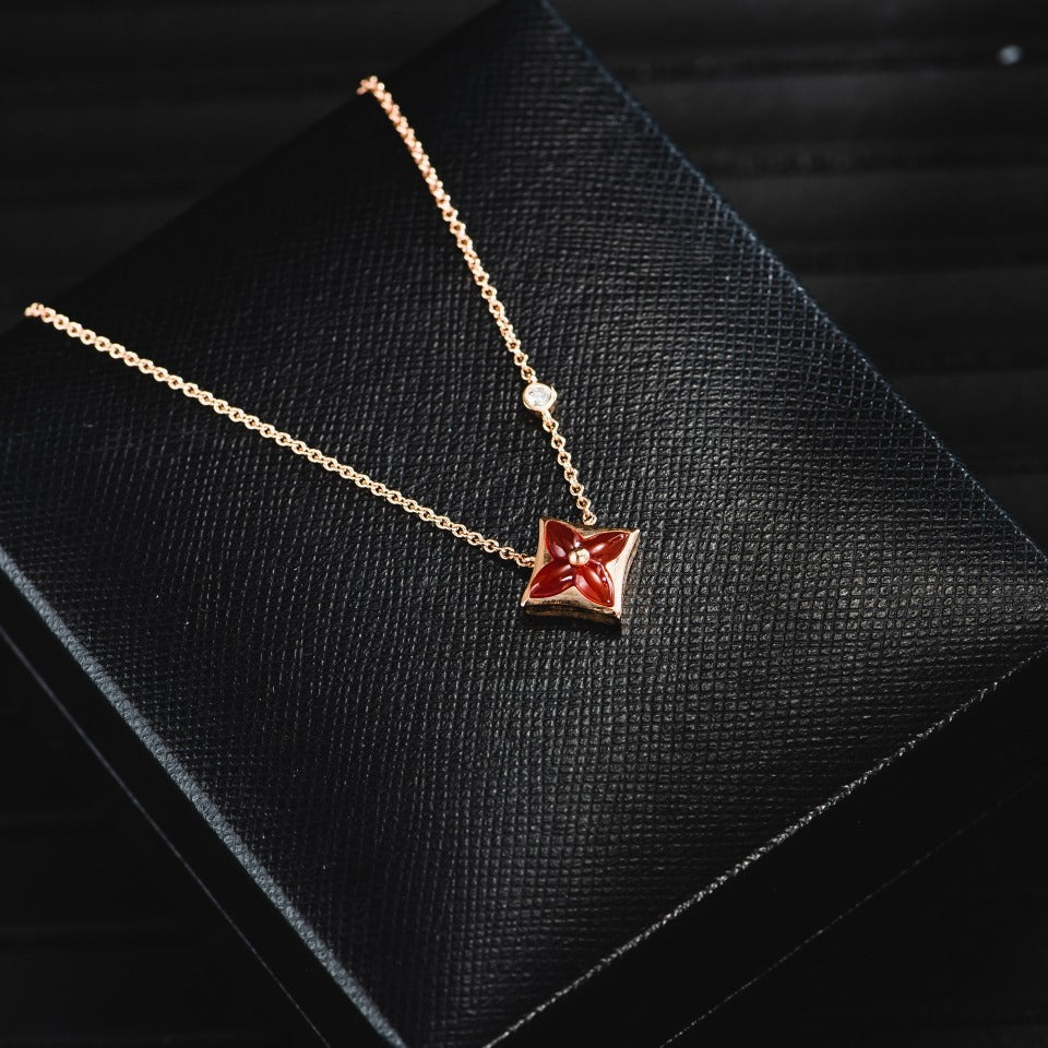 [Elara jewelsry ]STAR NECKLACE PINK GOLD 1 DIAMOND