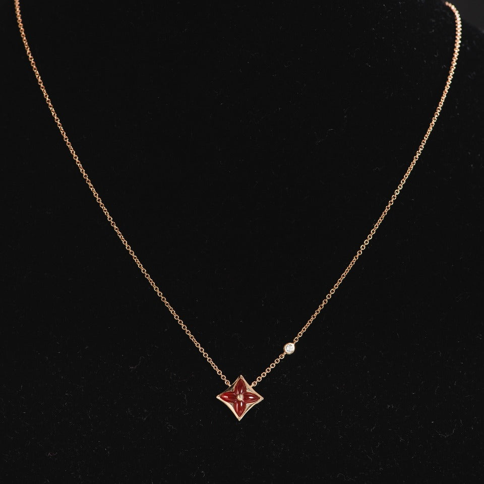 [Elara jewelsry ]STAR NECKLACE PINK GOLD 1 DIAMOND