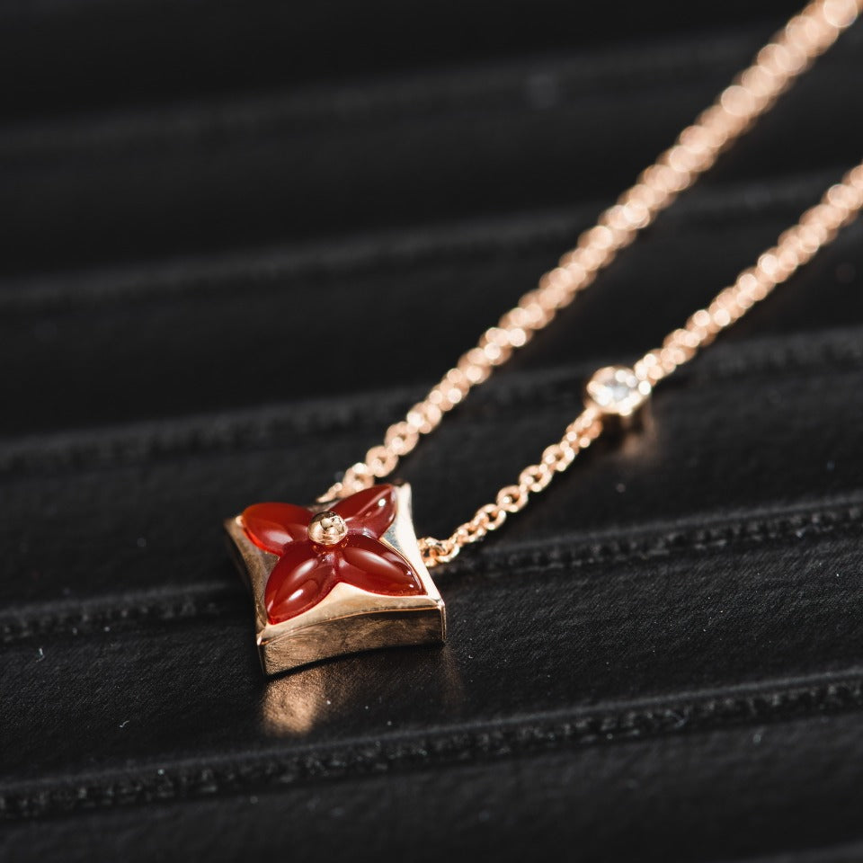 [Elara jewelsry ]STAR NECKLACE PINK GOLD 1 DIAMOND