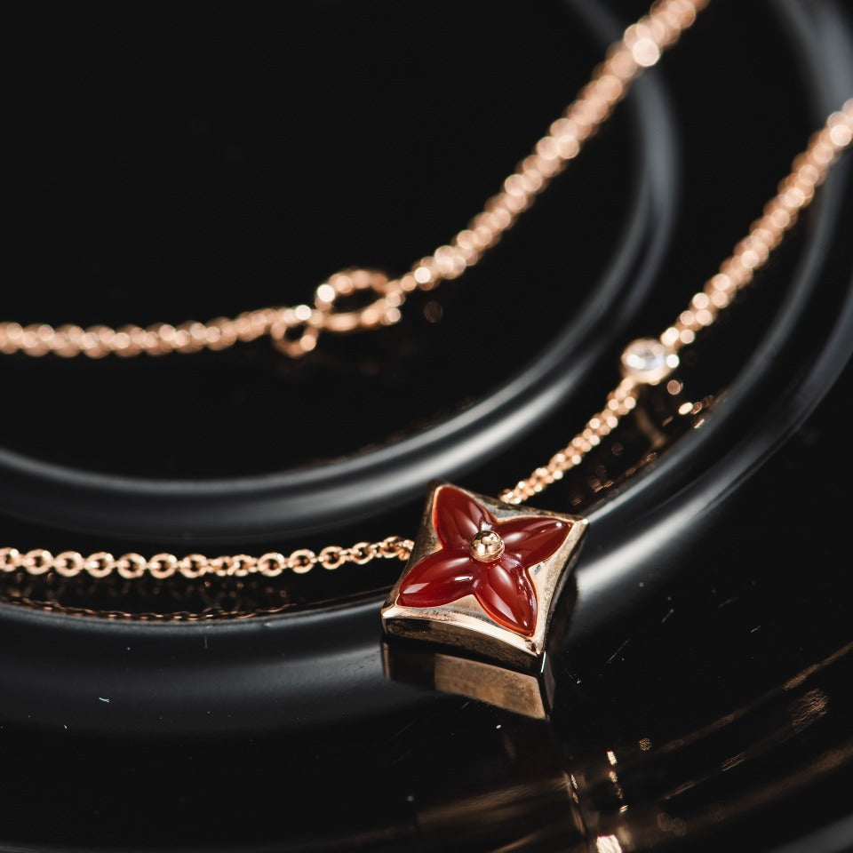 [Elara jewelsry ]STAR NECKLACE PINK GOLD 1 DIAMOND