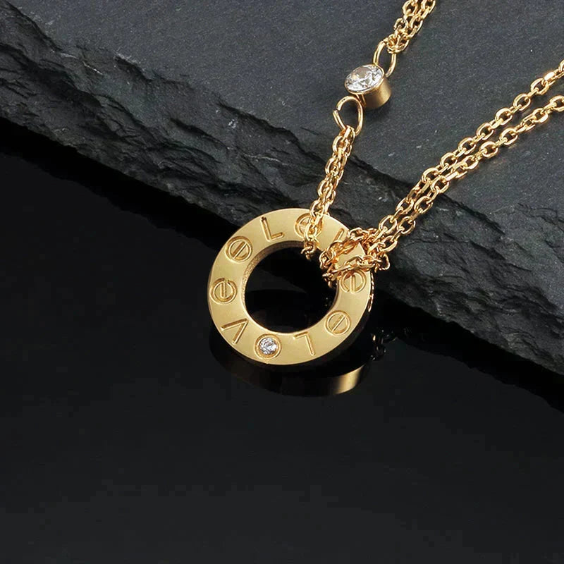 [Elara jewelsry ]LOVE NECKLACE 16MM 2 DIAMONDS