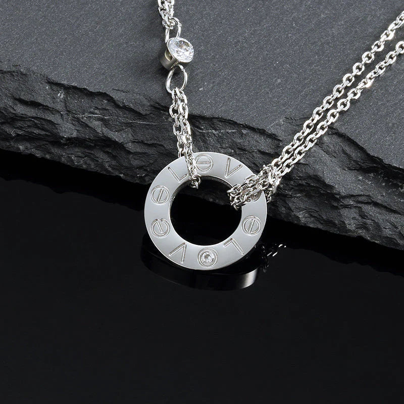 [Elara jewelsry ]LOVE NECKLACE 16MM 2 DIAMONDS