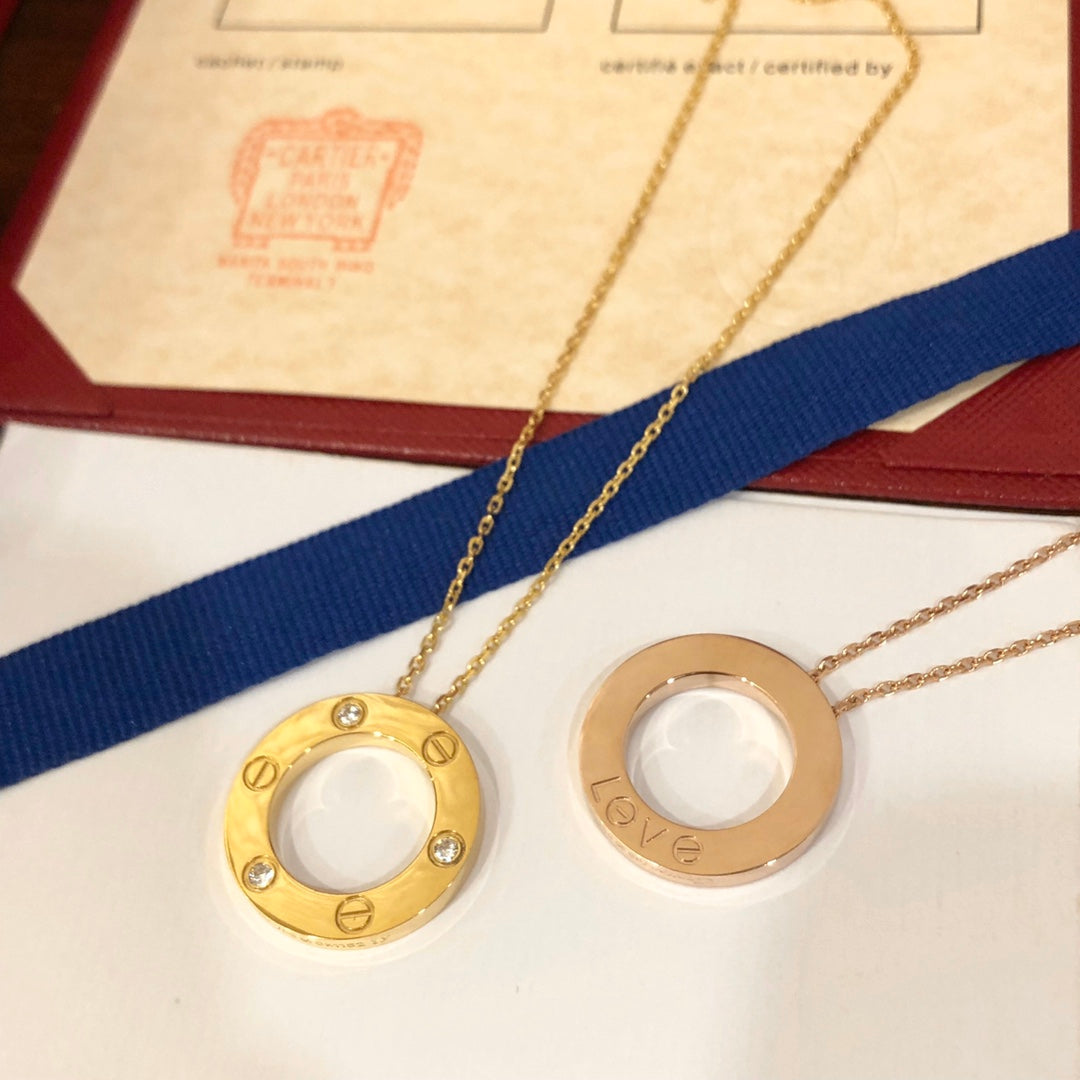 [Elara jewelsry ]LOVE NECKLACE 16MM 3 DIAMONDS
