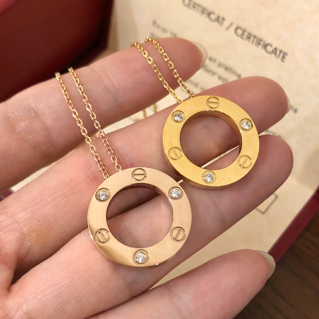 [Elara jewelsry ]LOVE NECKLACE 16MM 3 DIAMONDS