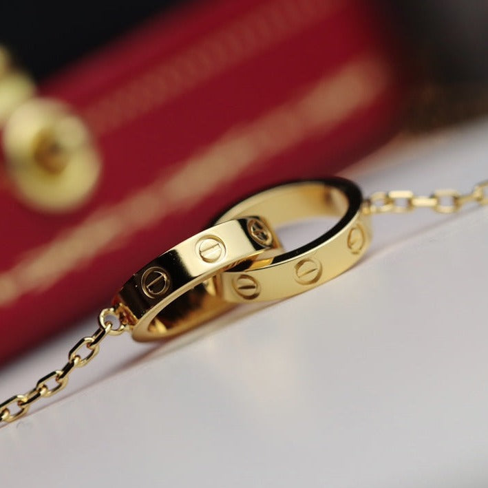 [Elara jewelsry ]LOVE NECKLACE DOUBLE RING GOLD