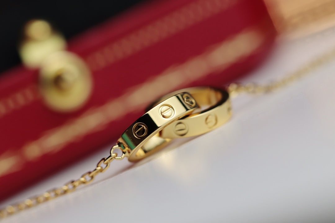 [Elara jewelsry ]LOVE NECKLACE DOUBLE RING GOLD