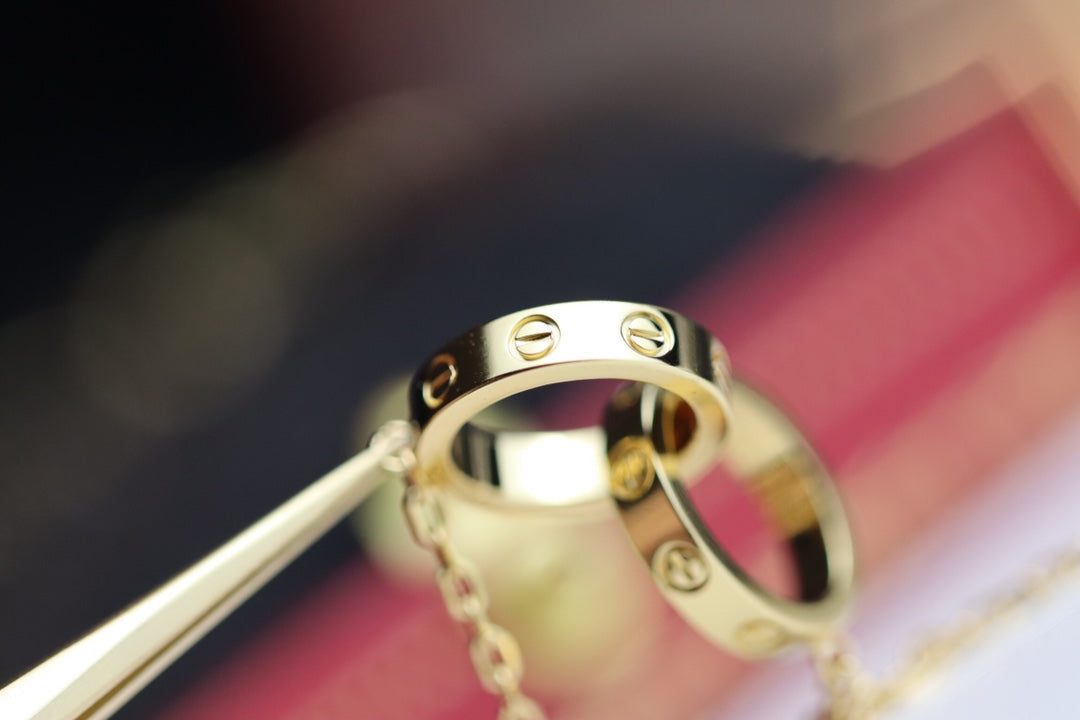 [Elara jewelsry ]LOVE NECKLACE DOUBLE RING GOLD