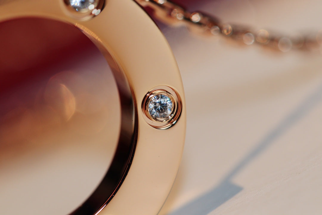 [Elara jewelsry ]LOVE NECKLACE 16MM 6 DIAMONDS PINK GOLD