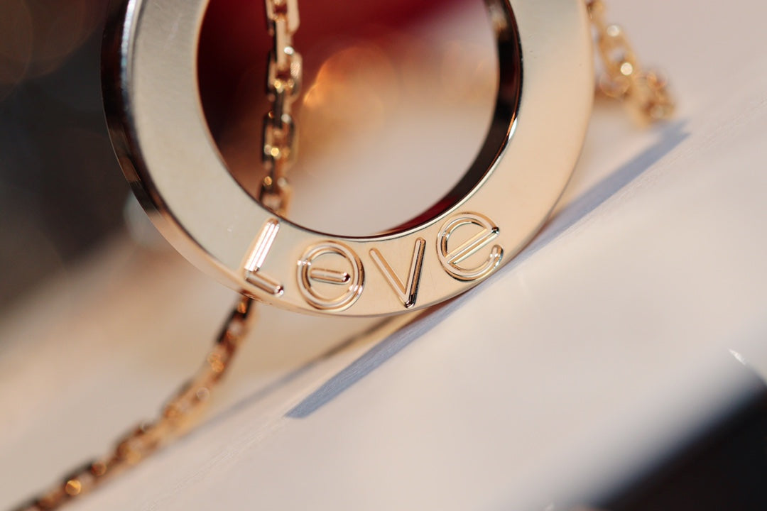[Elara jewelsry ]LOVE NECKLACE 16MM 6 DIAMONDS PINK GOLD